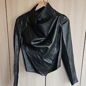 Elegant Black Leather Jacket for Women